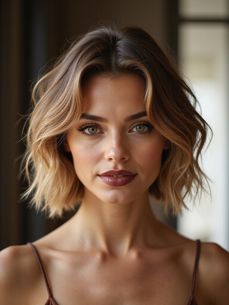 tousled romantic choppy bob