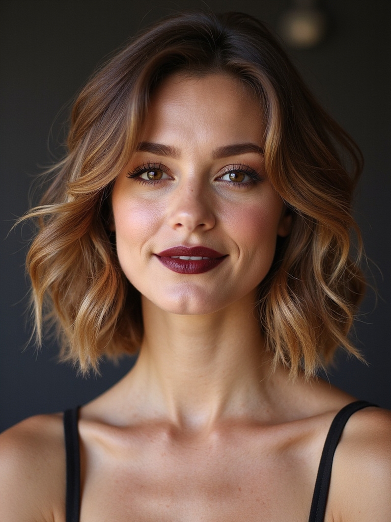tousled shoulder grazing layered lob