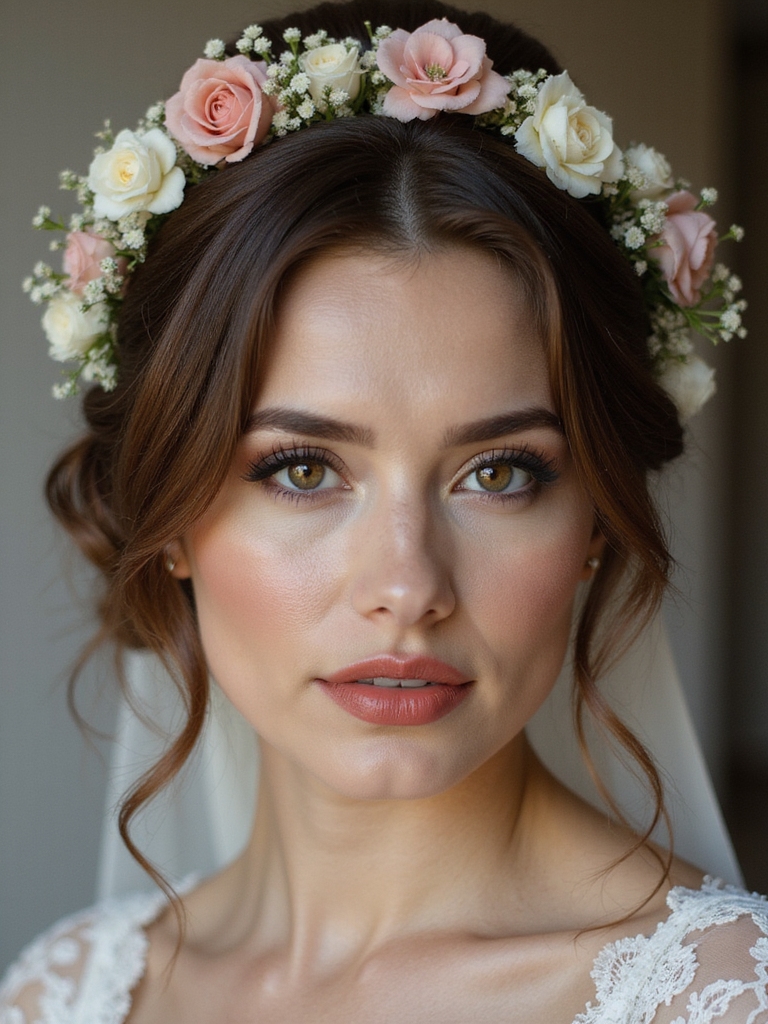 twisted half up floral accents