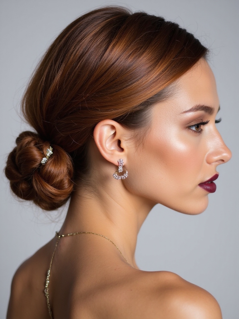 twisted low chignon with hidden pins