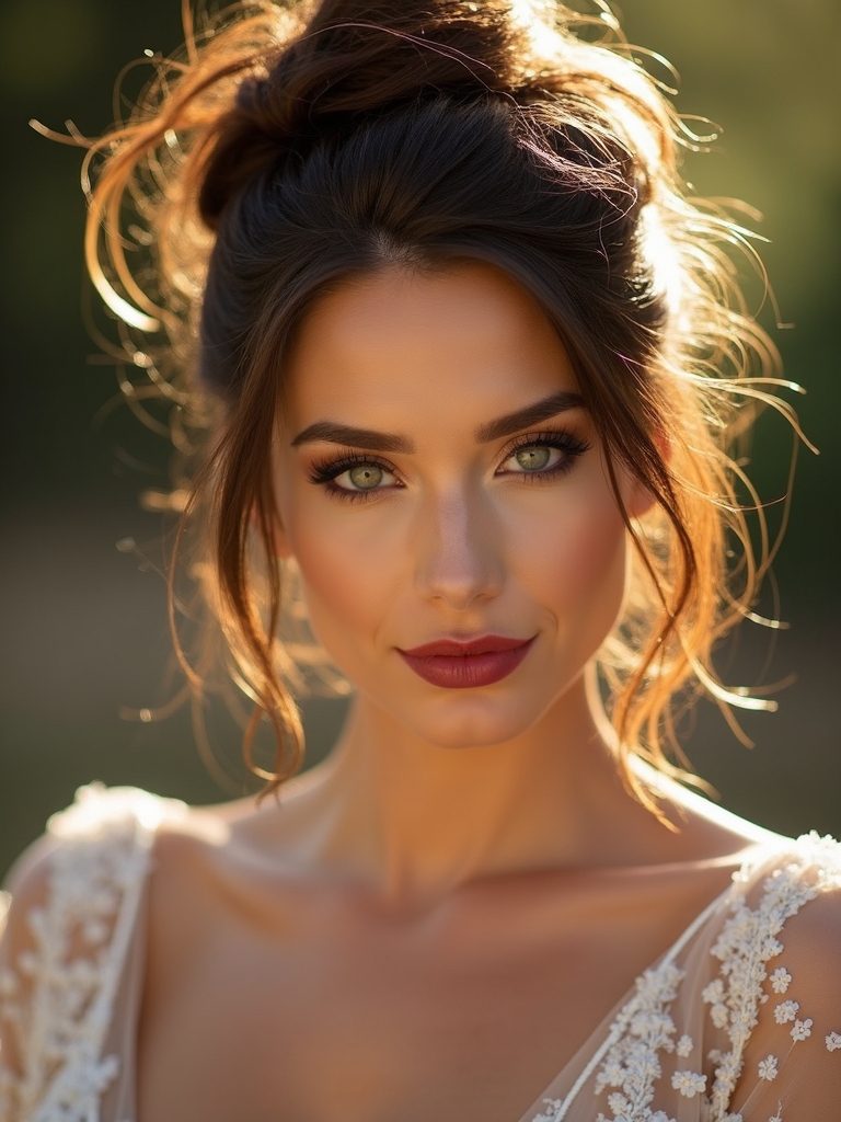 undone crown bun with tendrils