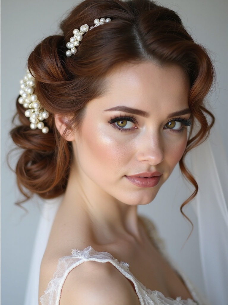 veil concealing pearl bouquet