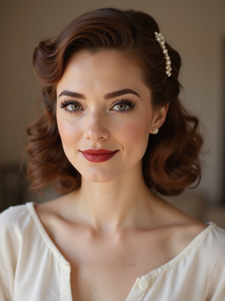 vintage old hollywood half up glamour