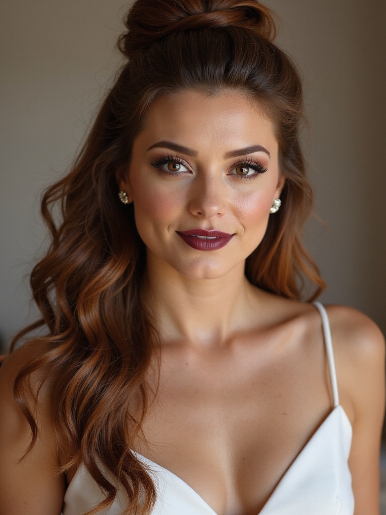 voluminous half up topknot glamour