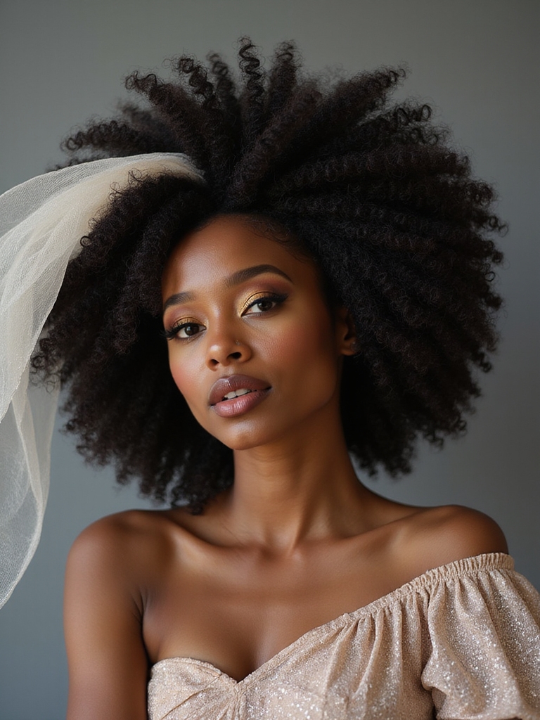 voluminous halo curls veil