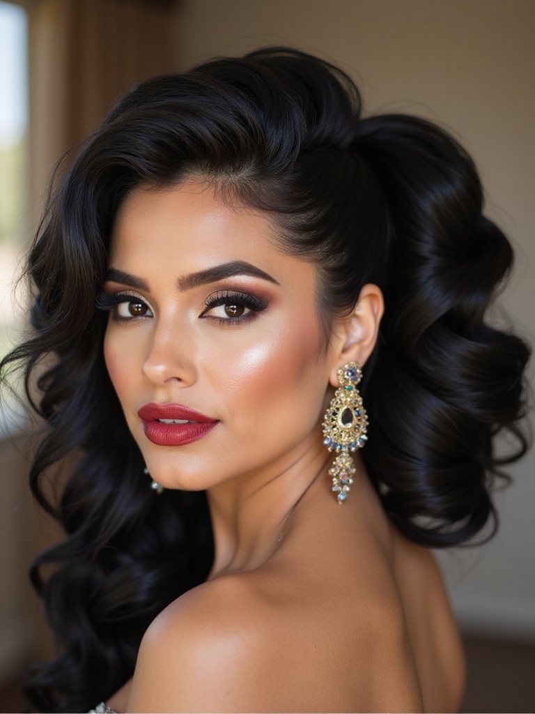 voluminous sculpted bridal bubble ponytail