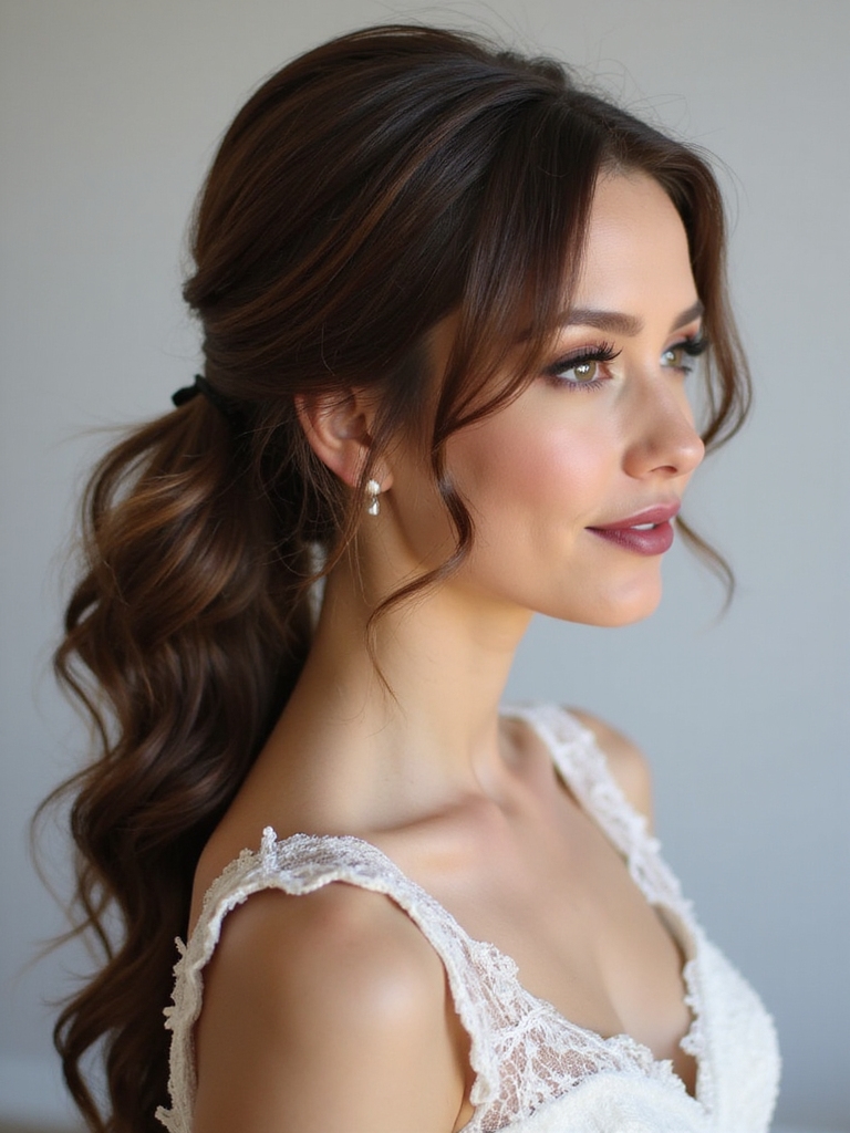 warm toned textured ponytail shine
