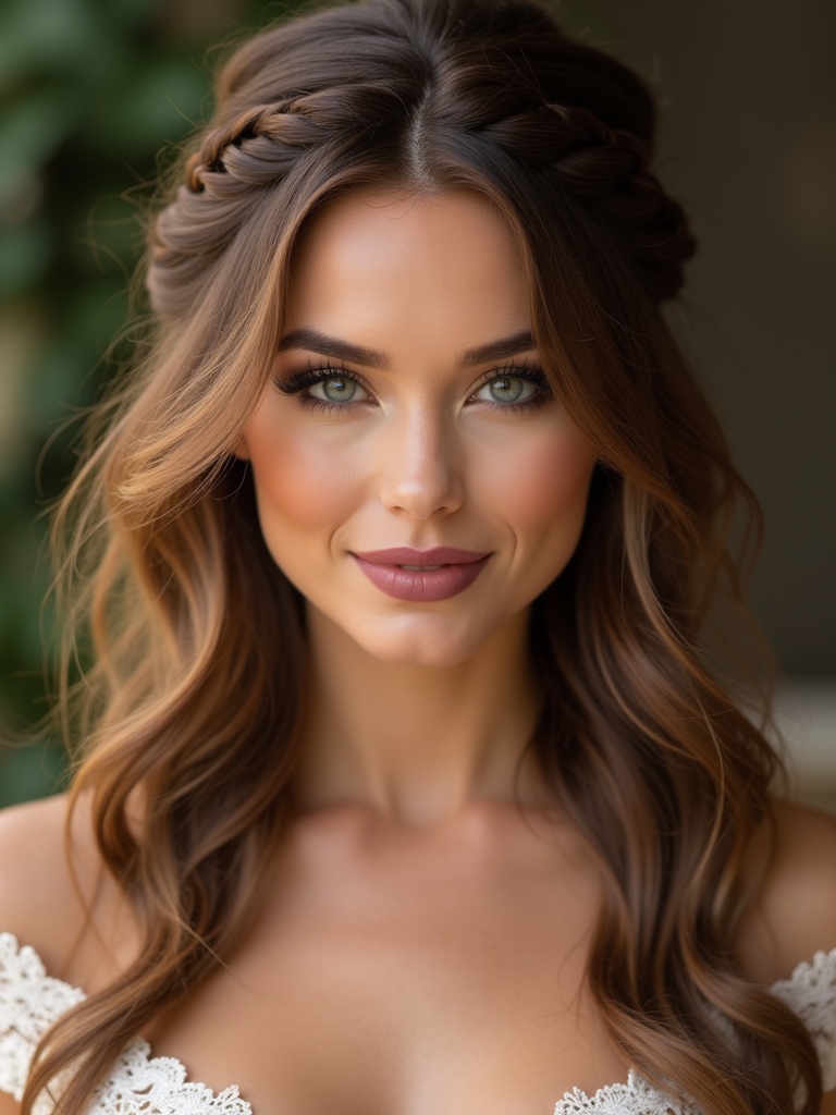 waves braided into romantic half up