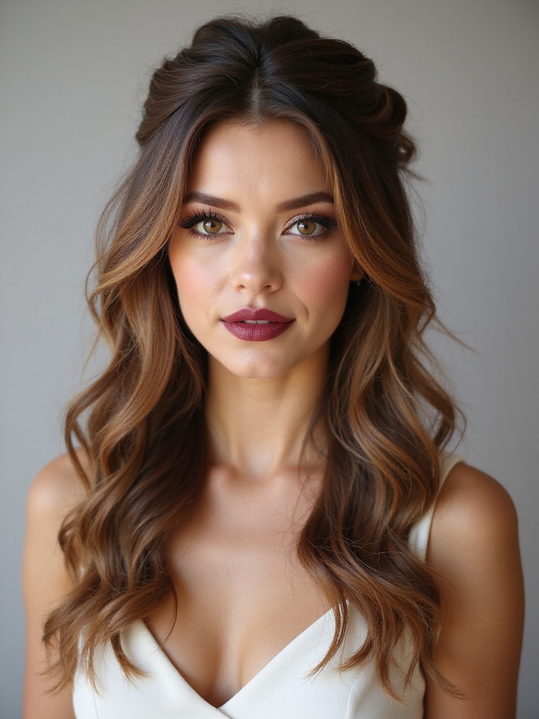 wavy textured effortless half up