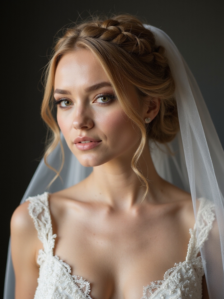 whimsical braided crown updo