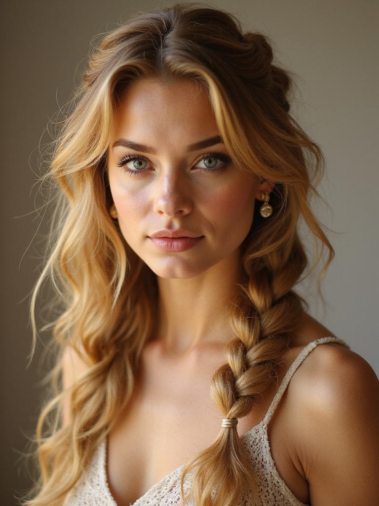 whimsical romantic braided bridal look
