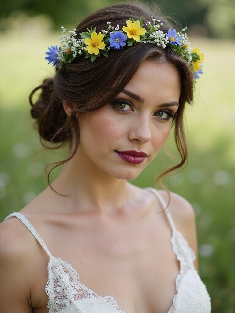wildflower braided wedding hairstyle