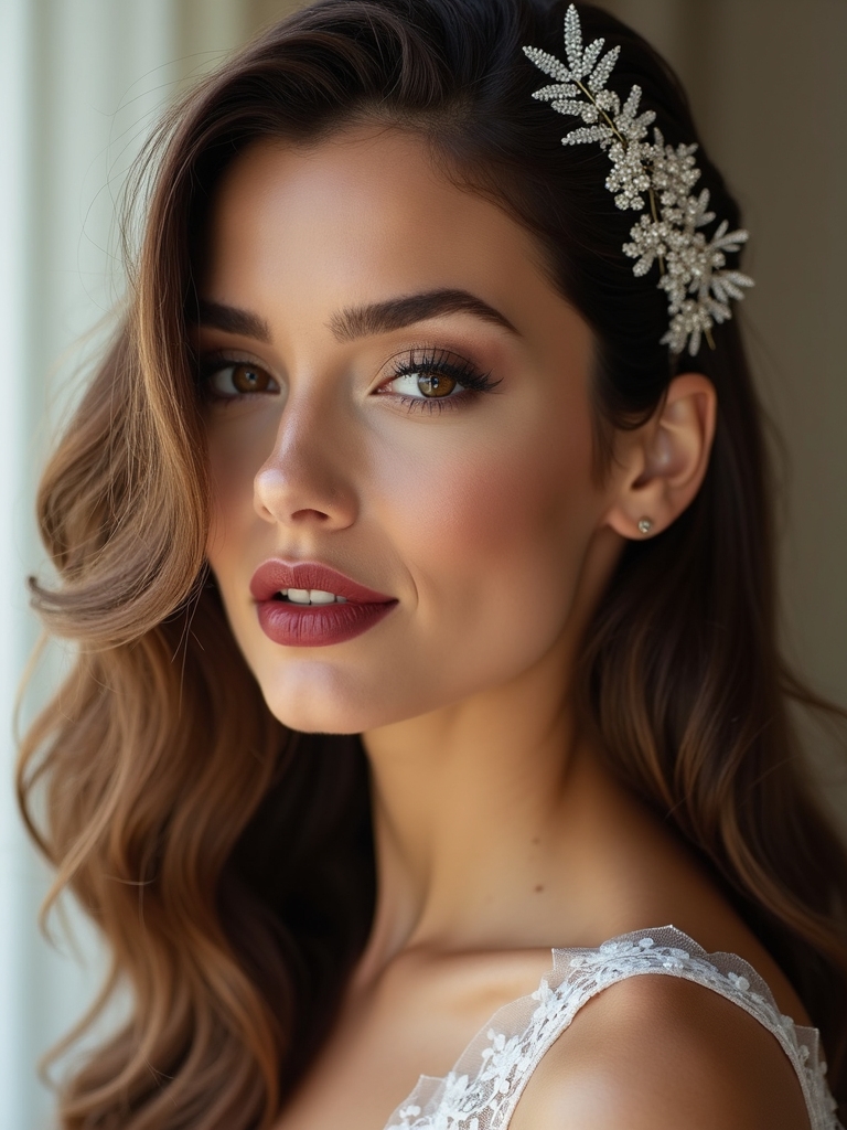balancing hair and veil