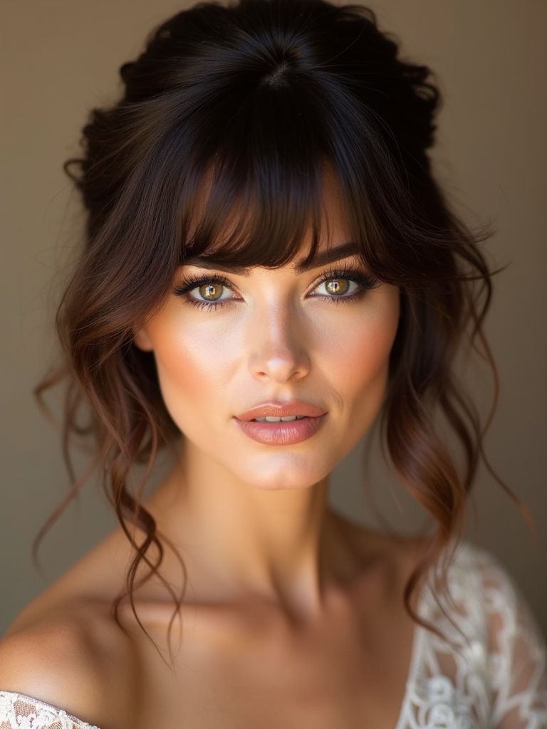 bangs enhance bridal beauty