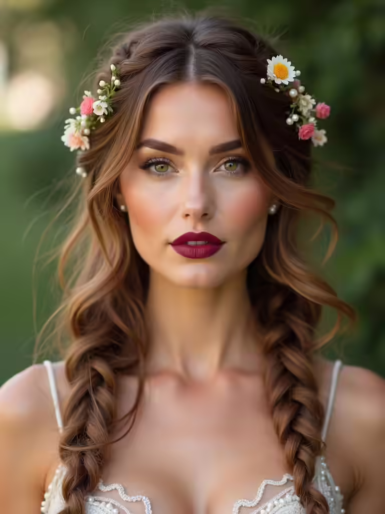 boho braids with flowers