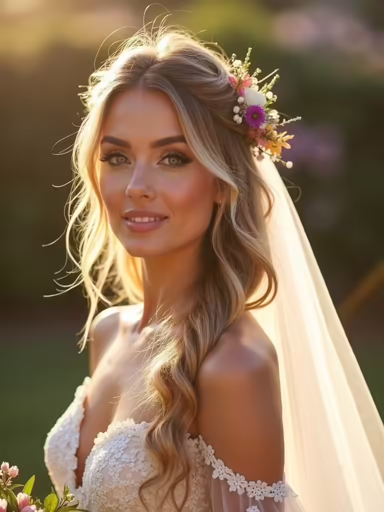 boho half up hairstyle elegance