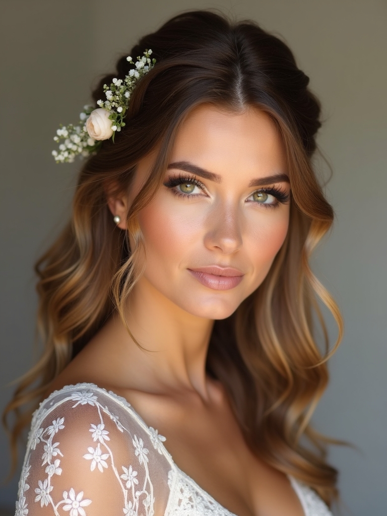 boho half up loose waves