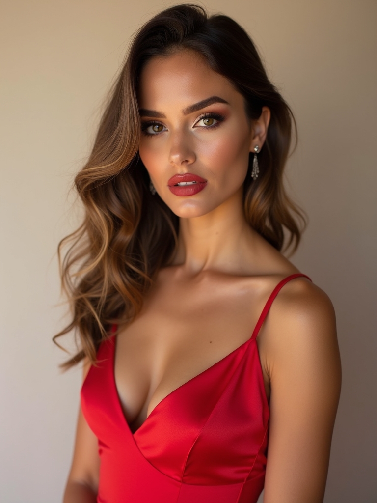 bold makeup for red dress