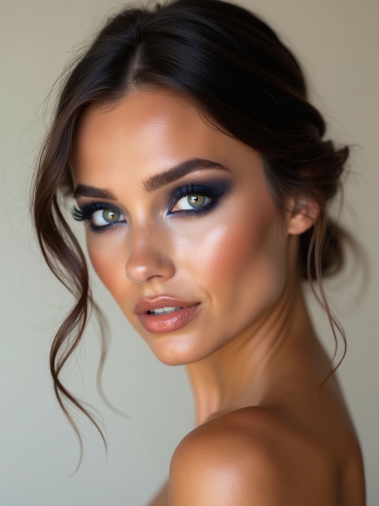 bold navy smokey eye