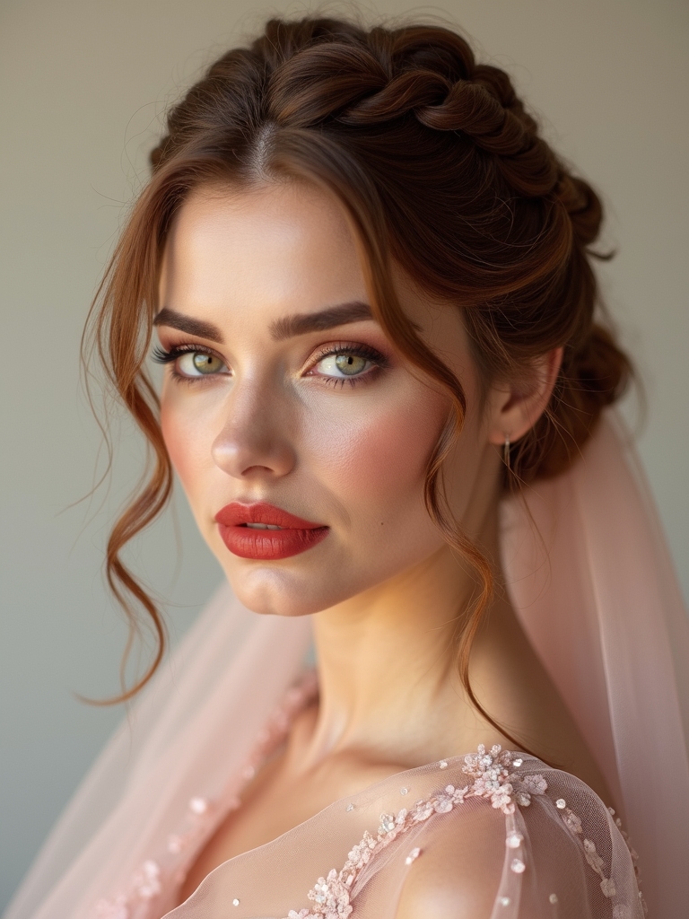 braided bun with veil