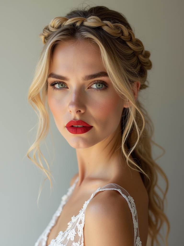 braided halo romantic hairstyle