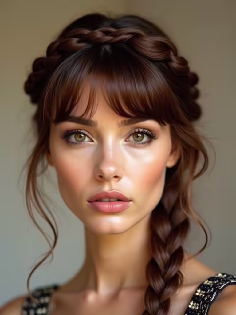 braided halo with bangs