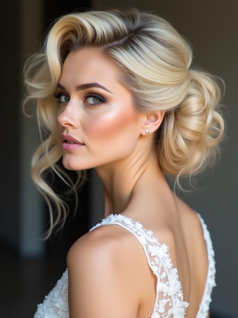 bridal hairstyle matching dress