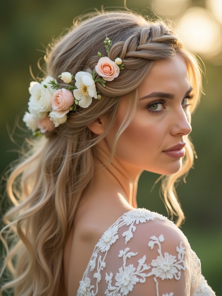 bridesmaid hairstyles with flowers