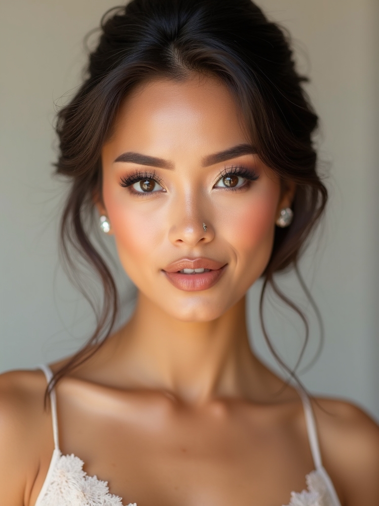 bridesmaids makeup complementing bride