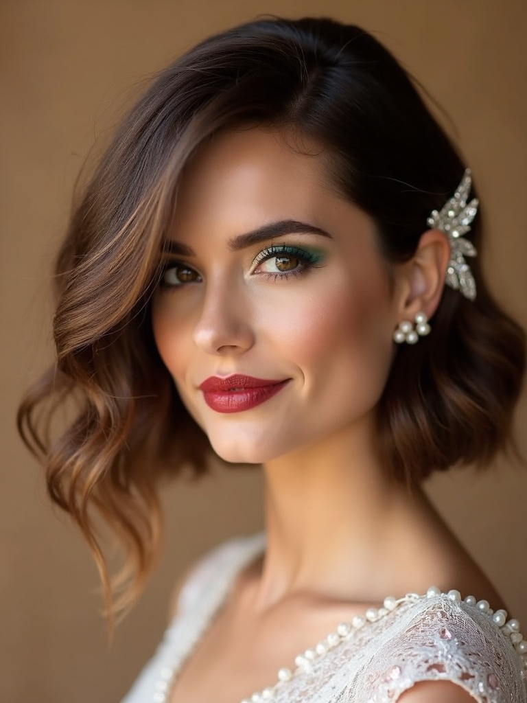 chic asymmetrical bridal hairstyle