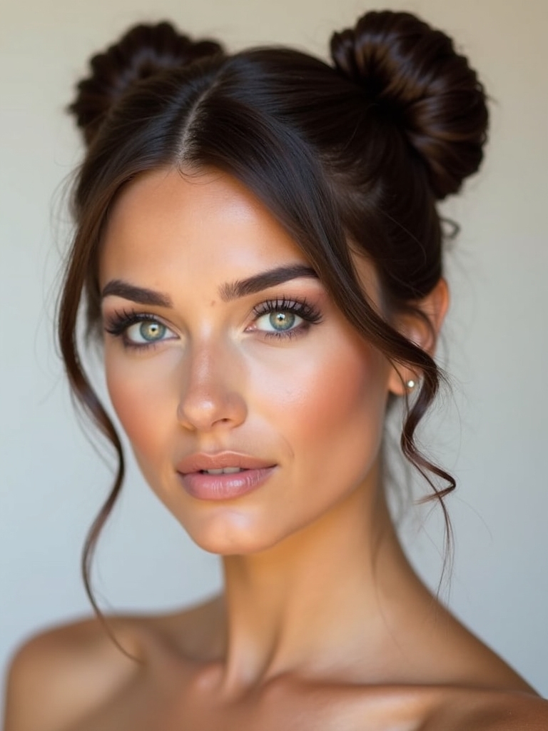 chic double bun hairstyle
