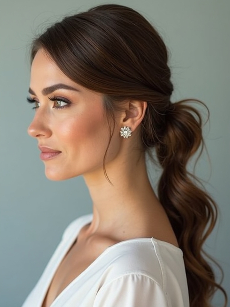 chic polished wedding ponytail