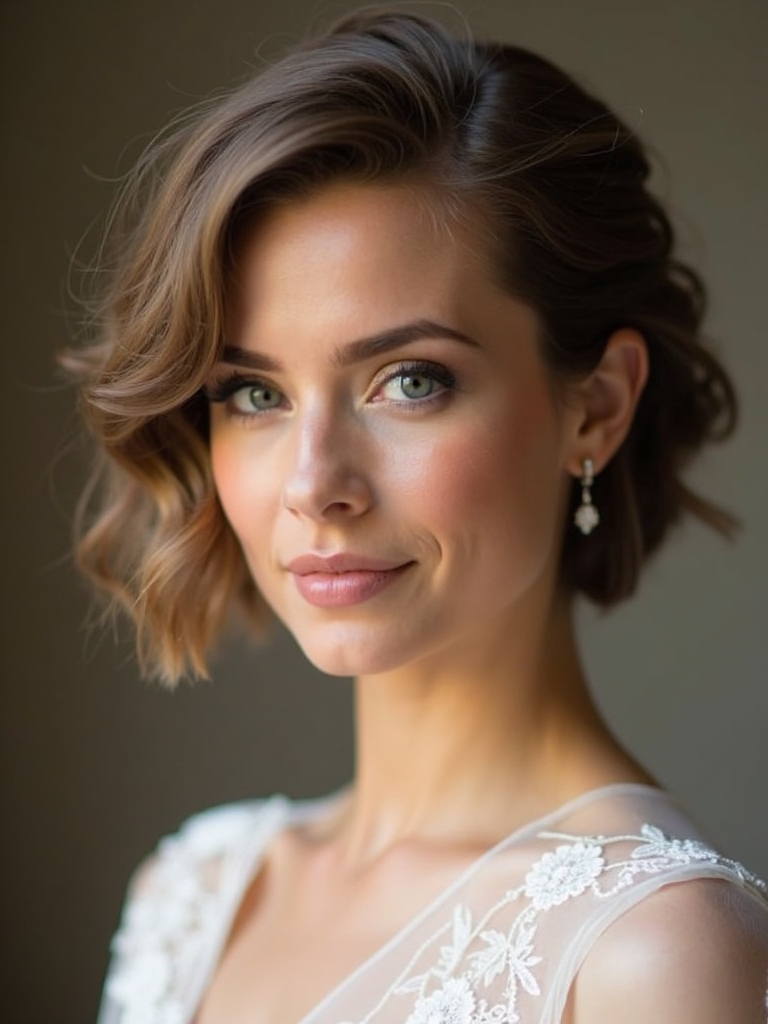 chic short hair engagement styles