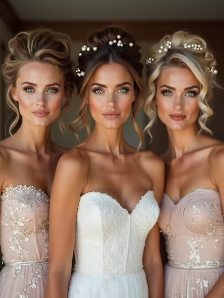 cohesive bridal party hairstyles