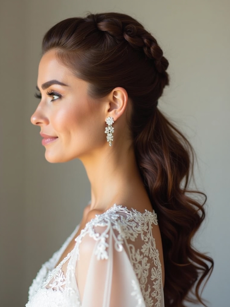 comfortable glamour half up ponytail