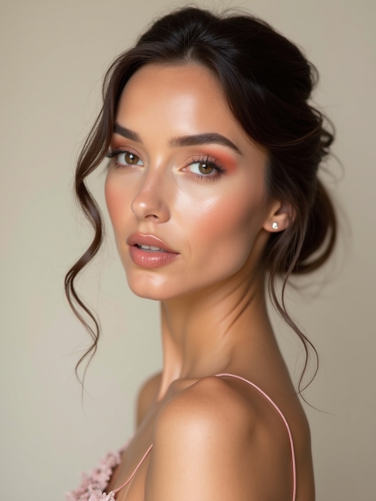 cool tone shadows peach blush