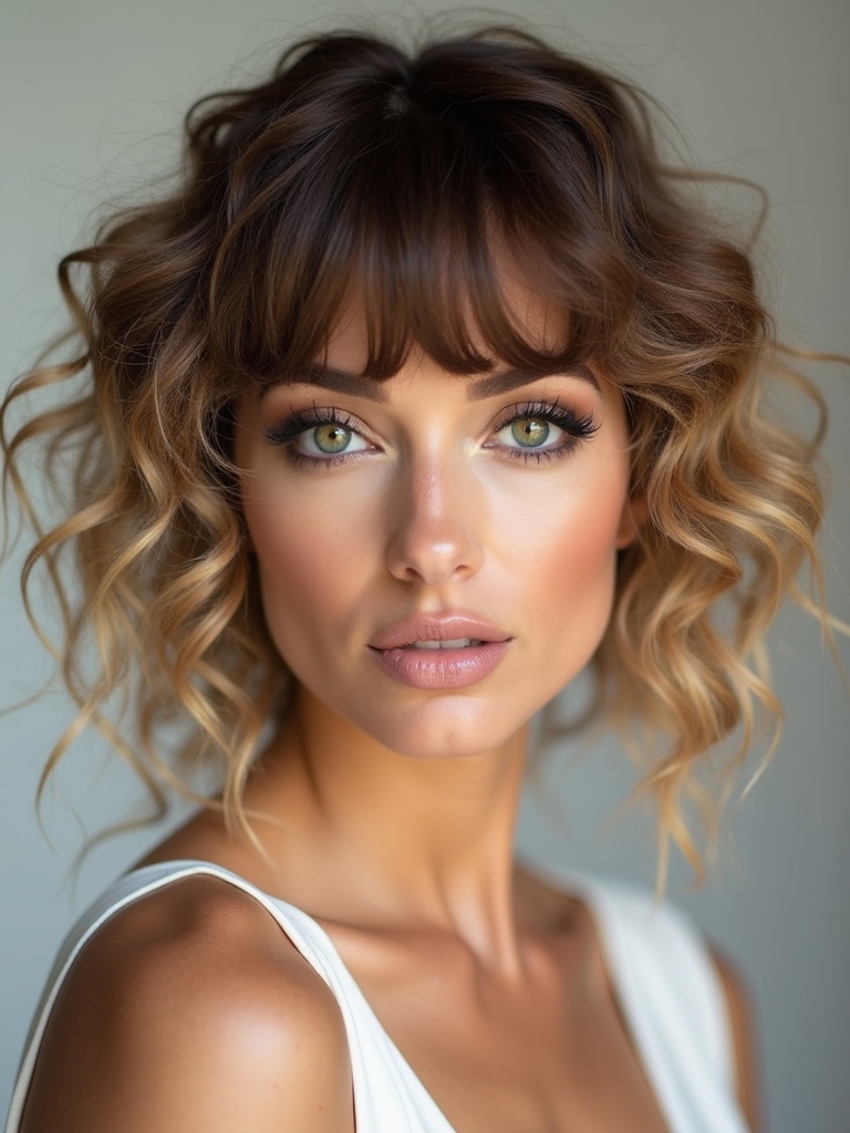 curly bangs for bridal elegance