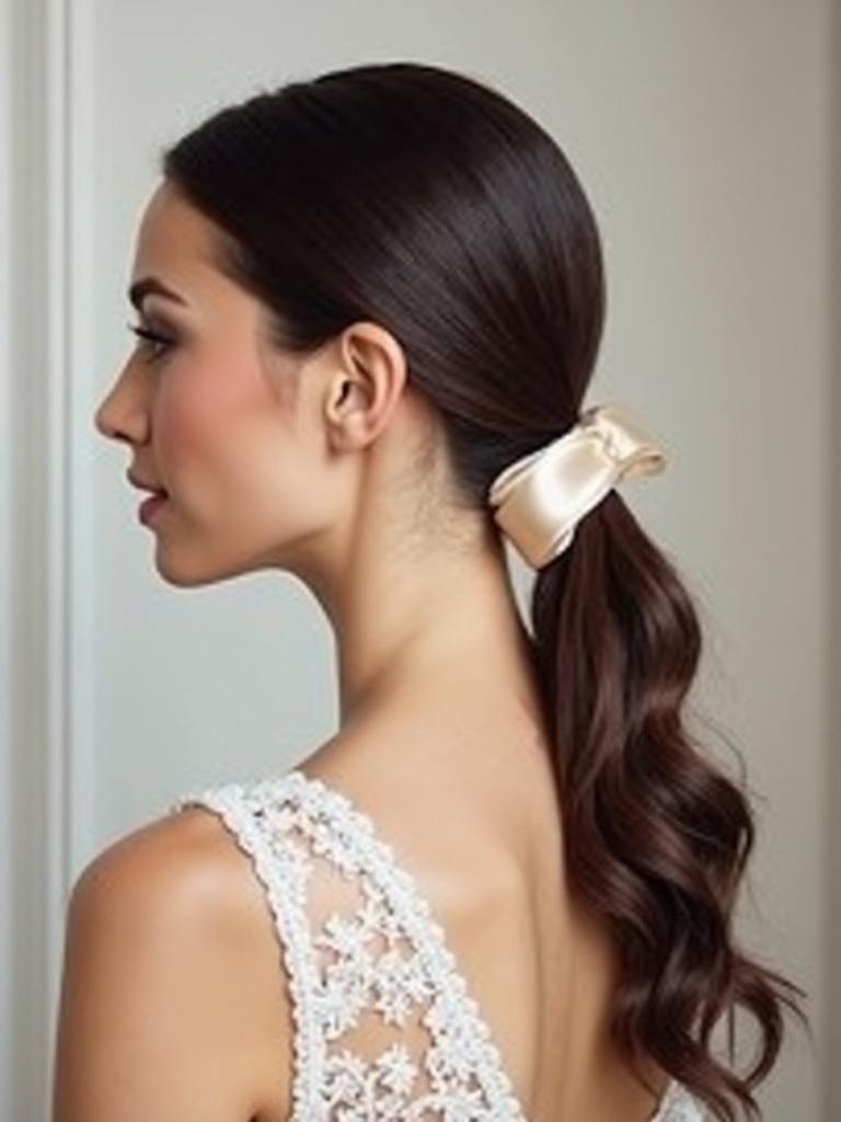delicate ribbon wrapped ponytail