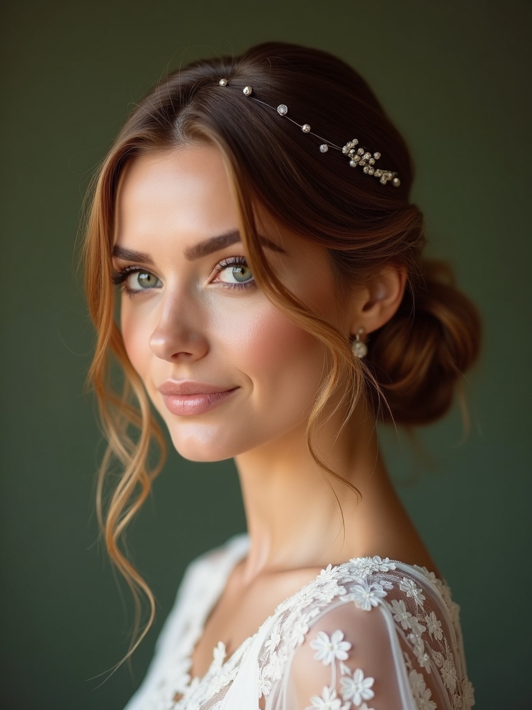 delicate romantic low bun
