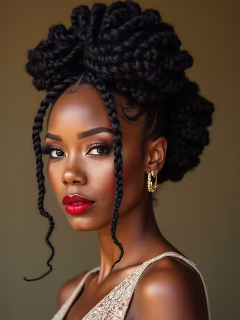 dramatic bun with cornrows