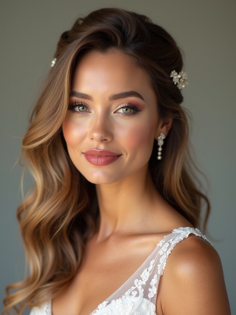 effortless romantic bridal hairstyle