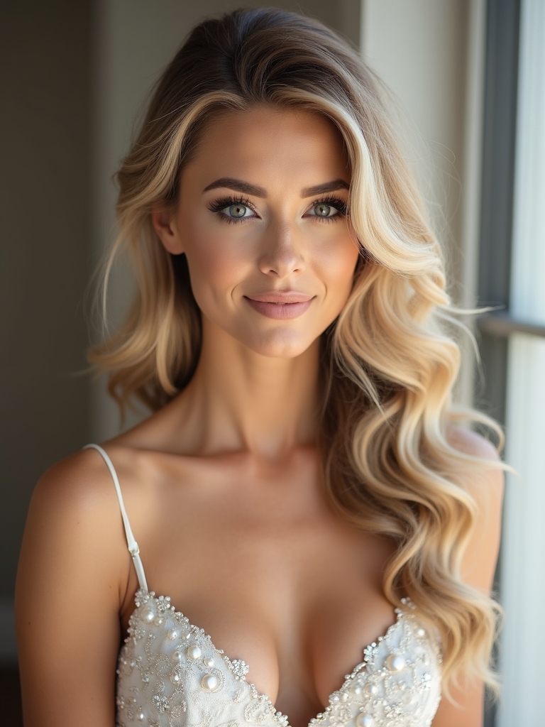 effortless romantic bridal hairstyle
