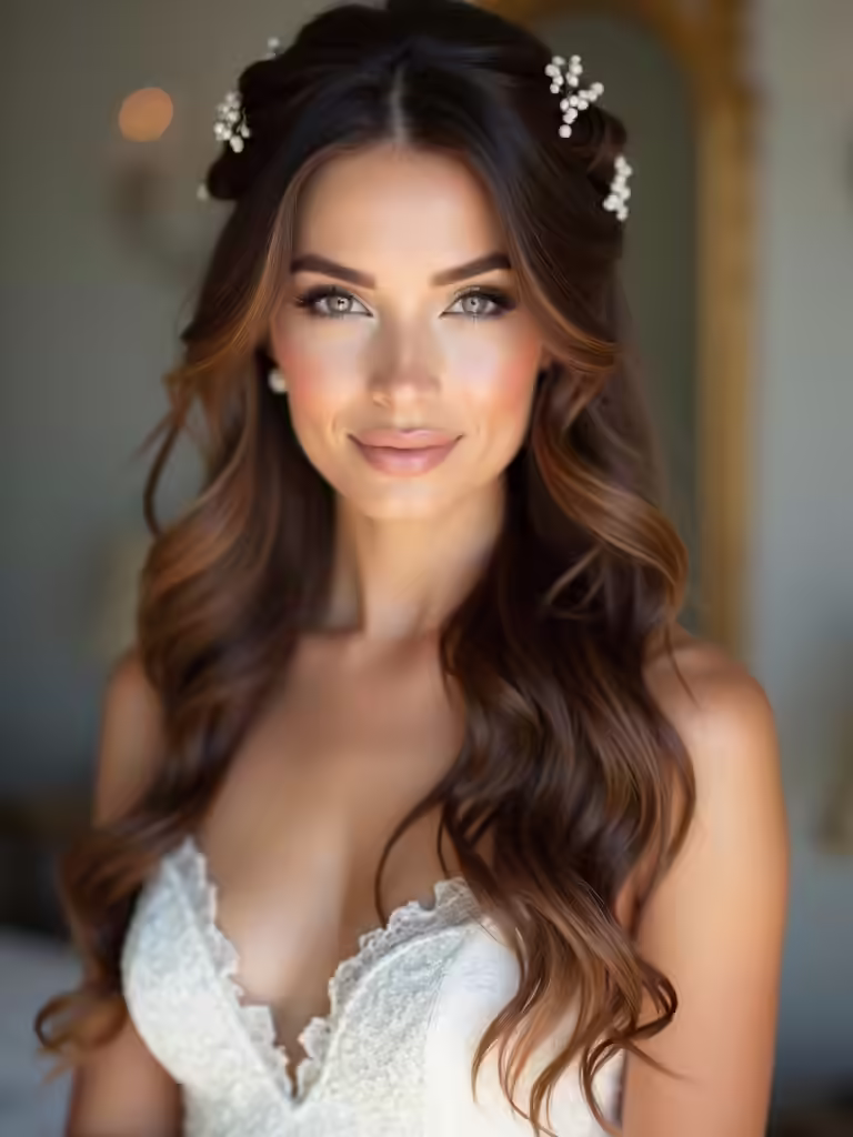 effortless romantic half up hairstyle