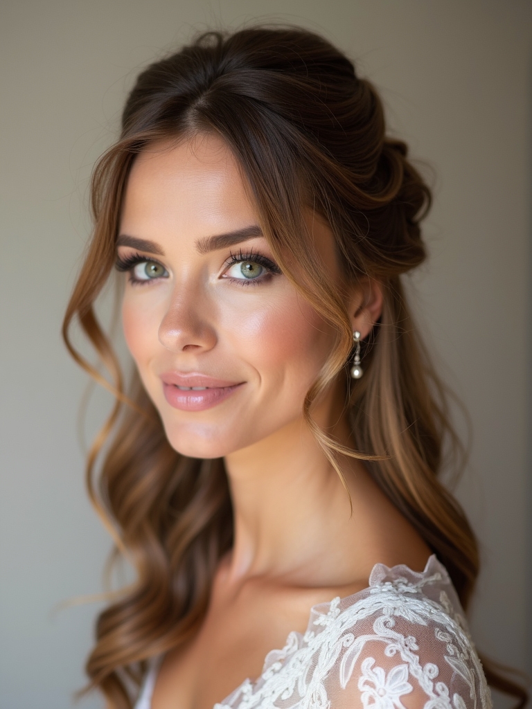 effortless romantic half up hairstyle