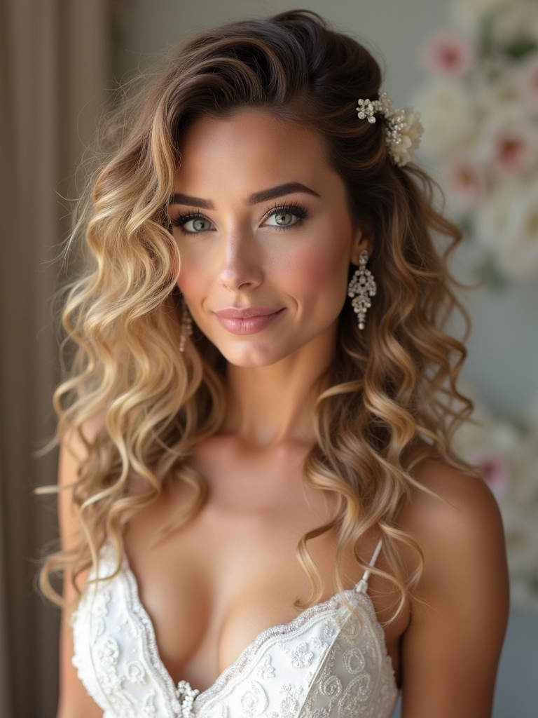 effortless romantic half up hairstyle