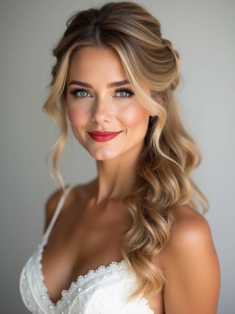 effortless romantic half up style