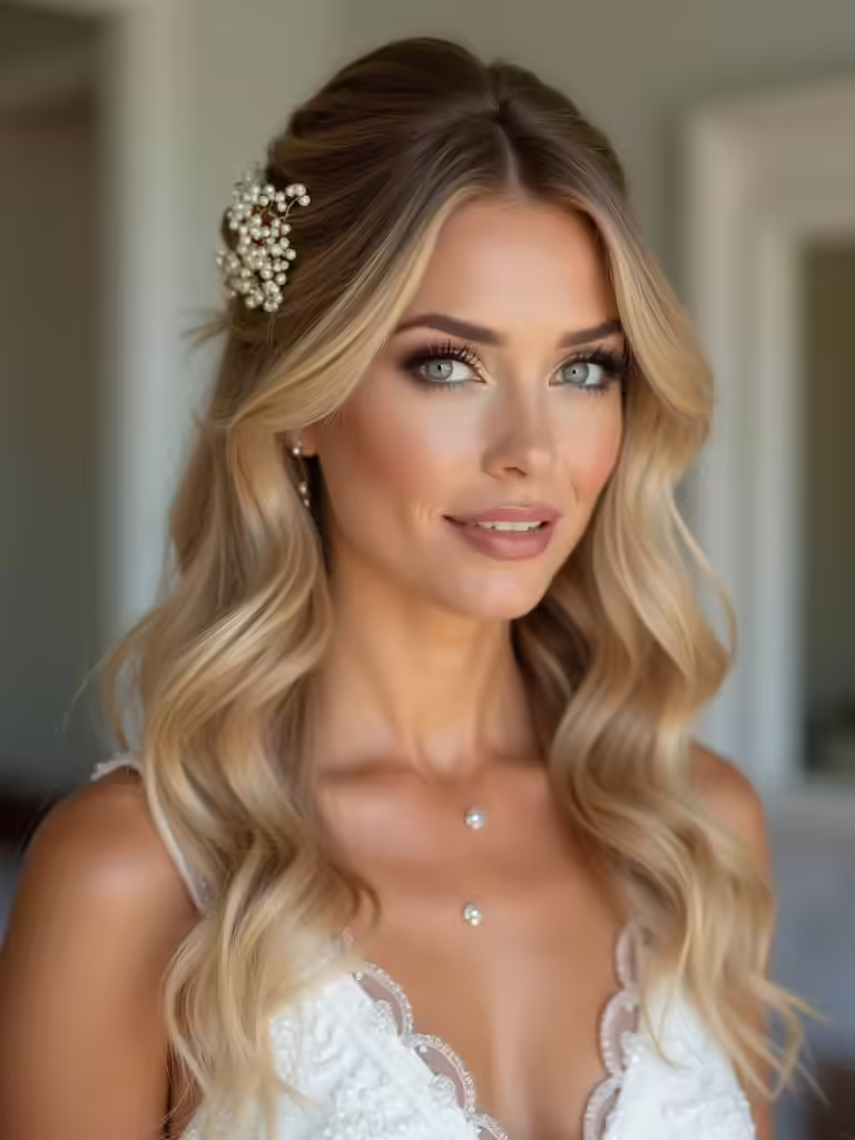 effortless romantic half up style