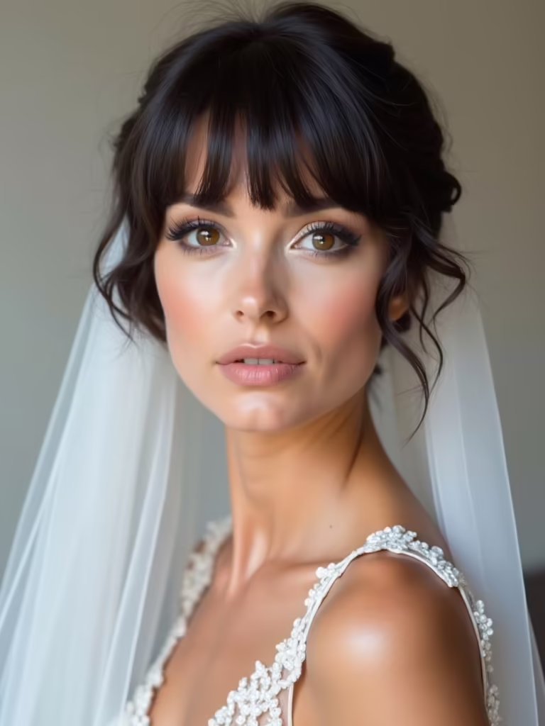 effortlessly glamorous side swept fringe