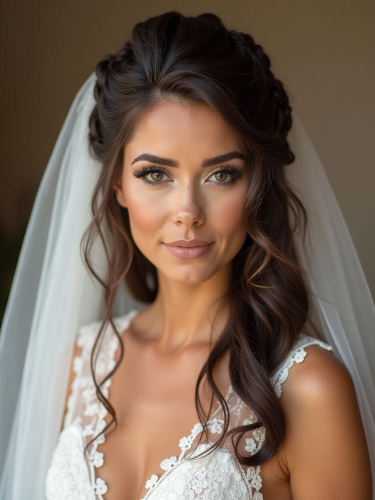 elegant bridal veil hairstyle