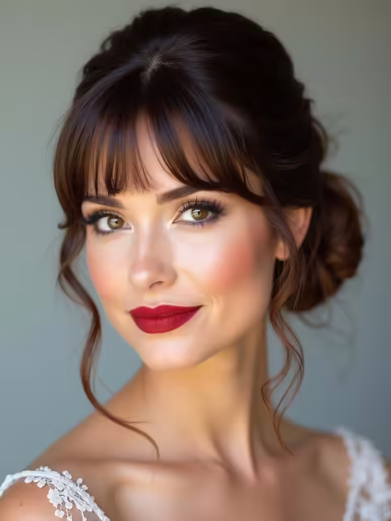 elegant chignon with bangs